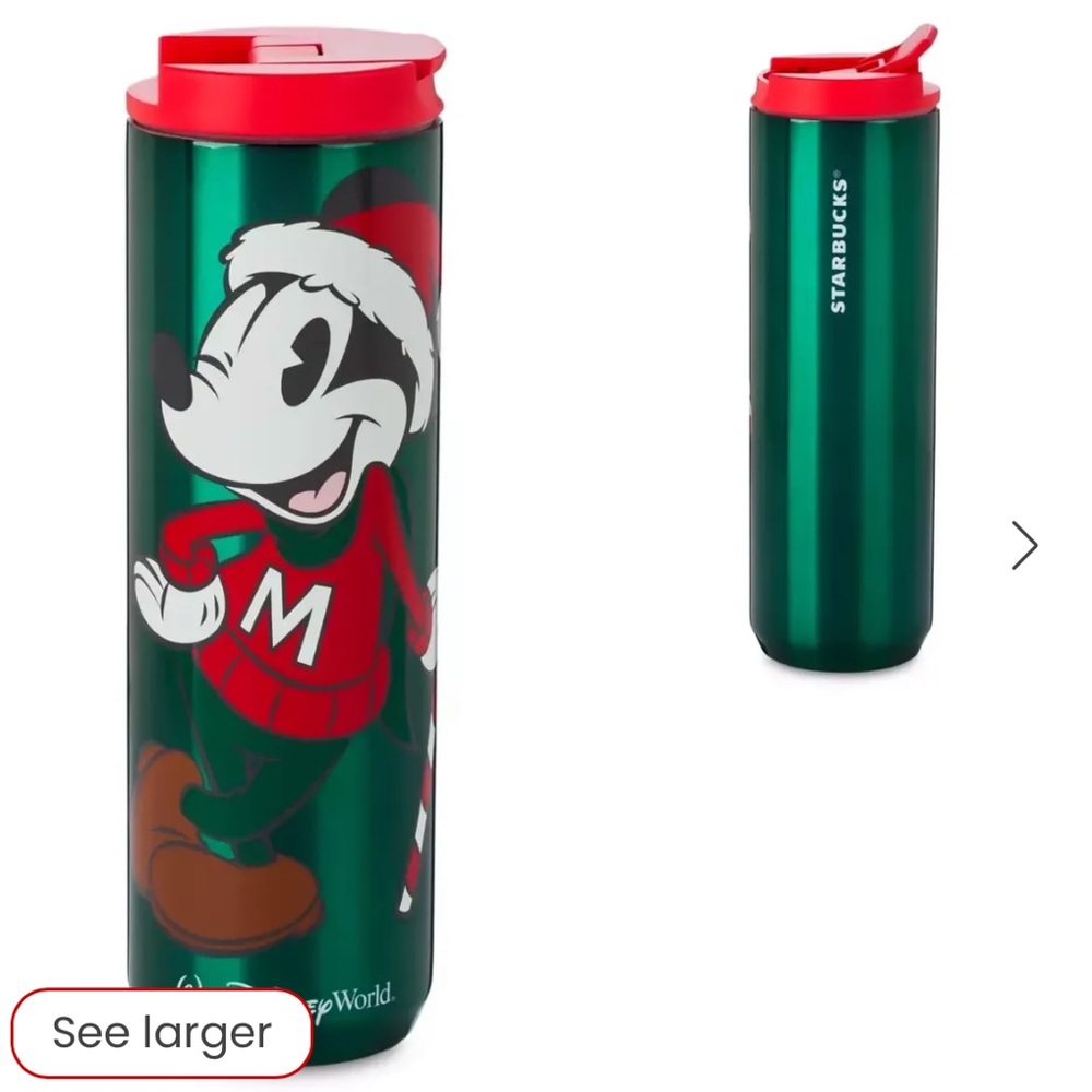 Mickey Mouse NWT Starbucks Holiday Metal Tumbler Coffee Disney World